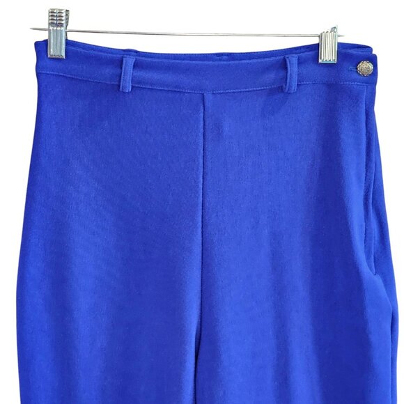 Vintage Womens Western Ranch Show Pants Cobalt‎ Blue Slinky Knit Size XS 26 X 32 - Picture 2 of 11